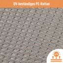 Juego de muebles de jardín de polirratán para 3 – 4 personas, salón de jardín con 3 sofás, taburetes, cojines y mesa de cristal, muebles de terraza, sofá esquinero, para jardín, balcón, terraza - 4