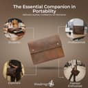 WANDERINGS Carpeta de Cuero Genuino de Grano Completo con Correa Extraíble - Organizador de Documentos Folio Hecho a Mano - Portadocumentos de Cuero - Compatible con Tabletas y Portátiles de 15", 14 - 7