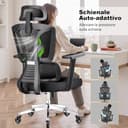 MELOKEA Sedia Ufficio Ergonomica Portata 200KG, Profondità del Sedile Regolabile, Supporto Lombare Automatico, 4 Angoli di Inclinazione Braccioli 4D Nero Sedia da Scrivania Girevole con Ruota di Gomma - 9