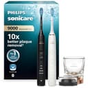 Philips Sonicare DiamondClean 9000 Electric Toothbrush, Sonic Toothbrush with App, Pressure Sensor, 4 Brushing Modes, 3 Intensity Levels, Charging Glass, Black & Rosegold, Dual Pack, Model HX9914/57 - 1