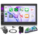 Rimoody Wireless CarPlay Double Din Car Radio, 7 Inch HD Capacitive Touchscreen with Wireless Android Auto, Mirror Link, Bluetooth 5.3, SWC, USB/TF/AUX, EQ, UI Remote Control + HD Backup Camera - 1