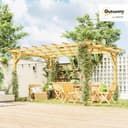 Outsunny Pergola Garten im Freien 3 x 4 m versenkbare Schiebepergola, Holzpergola, Gartenlaube für Kletterreben, Blumen, Rosen, Pergola für Terrasse, Patio, Naturholz - 2