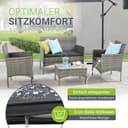 Juskys Salottino in polyrattan Fort Myers 4 Persone con divano a 2 posti, 2 sedie, tavolo e cuscini per seduta resistente alle intemperie grigio melange Mobili da Balcone Set di mobili da giardino - 2