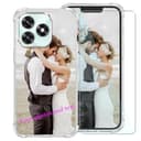 TIANDIMY Personalized Phone Case + Screen Protector for Realme GT Neo6 SE,Custom Picture Image Name on Silicone Cover,Transparent Shockproof TPU Case,Customized Bumper Phone Case -TU - 1
