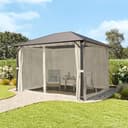 TOOLPORT Gazebo da Giardino 3x3,65 m Tetto Hardtop in Acciaio con Teli Laterali e Zanzariere in Crema - 2