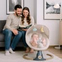 BEBE2LUXE AVA, Sdraietta dondolo automatico per neonato fino a 9 kg, Altalena Eletrica con Melodie, Telecomando,Timer, silenzioso - 3