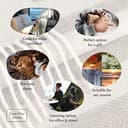 LYHome Cashmere Blanket with Merino - Wool Throw, Sofa Bed and Couch Large Bedspread, Extra Soft Warm Throws for Sofas Chairs, Single Double Size Picnic Blankets (55x79 in | 140x200 cm, Beige Stripes) - 3