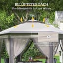 Outsunny Pavillon 4x4m Wasserdicht Pop-up sechseckiger Faltpavillon, Doppeldach, Gartenpavillon mit 6 Seitenteilen, Partyzelt inkl. Tragetasche, für Garten, Terrasse, Festival, Kaffee+Beige - 4