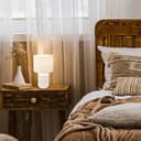 BRILONER - Tischlampe mit Stoffschirm, Kabelschalter, Keramikfuß, Lampe, Nachttischlampe, Tischleuchte, Dekolampe Flur, Bürolampe, Leselampe, Wohnzimmer, Schlafzimmer, 22x37,5 cm (DxH), Weiß - 5