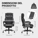 Submi Sedia da Ufficio Ergonomica con Poggiapiedi in Tessuto, Poltrona Ufficio Sedia Scrivania ad Altezza Regolabile con Ruote Piroettanti, Sedia Ufficio per Home, Sedia Gaming, Grigio Scuro - 3