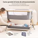 Larex Cuna Colecho para Bebé Bassinet para recién Nacido y bebé con mosquitera, Bolsa y Cesta de Almacenamiento, 5 Alturas Ajustables,4 Ruedas con Freno, colchón Transpirable y Paredes (Gris Oscuro) - 8