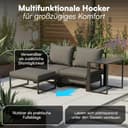 STEELSØN Asteri Sitzgruppe 5-teilig – Gartenmöbel Set mit 2 Sessel, 2 Hocker, 1 Tisch – Balkonlounge Metallgestell Schwarz – inkl. Sitzpolster anthrazit – Terrassenlounge für 2-4 Personen – wetterfest - 4
