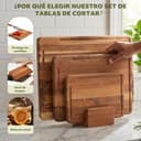 Ribech Set de Tablas de Cortar 3 Piezas de Madera de Acacia Sólida con Soporte | 40x30cm 33x24cm 26x18cm | Tablas de 2cm de Grosor con Surco - 3