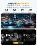 GKU Dashcam per auto anteriore posteriore, 3 canali 4K + 1080P+1080P WiFi con scheda SD da 64 GB, GPS 5 GHz WiFi, schermo IPS da 3", super visione notturna, WDR, sensore G, registrazione loop - 6