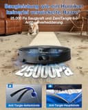 ECOVACS DEEBOT T30e Omni Saugroboter mit Wischfunktion, 25.000 Pa, OZMO Turbo 2.0 Wischen, ZeroTangle 3.0 Anti-Verheddern, Triple-V-Hauptbürste, Omni-Station, 75°C Moppwäsche, Schwarz - 2