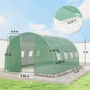 Outsunny 3 x 4 m Walk-in Polytunnel Greenhouse with Hinged Door and 8 Roll Up Mesh Windows, Garden Tunnel Warm House Tent with UV-resistant PE Cover, Galvanised Steel Frame, Green - 7