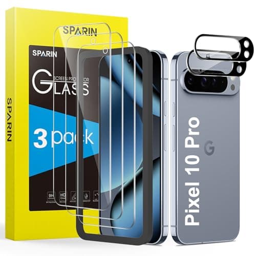 SPARIN 3+2 Stück Schutzfolie für Google Pixel 10 Pro Panzer Schutz Glas mit Kameraschutz und Montage Rahmen, 9H Härte Displayschutzfolie