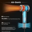 PARWIN PRO BEAUTY Air-Sonic Föhn, HD-LED Anzeige Fön, Haartrockner mit 110,000RPM Bürstenlosem Geräuscharm Motor, 2x 32mm Auto Wrap-Curler, 25M/S Luftstrom für Schnelle Trocknung （Champagne Silver） - 5