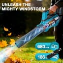 Soffiatore elettrico a batteria 300 km/h con 5 marce e 2 batterie da 6000 mAh – soffiatore senza fili per giardino, foglie, polvere e neve - 2