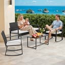 Xbro Conjunto Jardin Exterior de Ratán, Muebles Jardin Exterior para 4 Personas con Mesa de Vidrio 1 Sofa Exterio y 2 Sillas, para Patios, Jardines y Espacios al Aire Libre (Gris) - 7