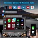 Alondy Radio Coche 1 Din pantalla táctil (7" Retráctil Automáticamente) compatible con [Wireless] Apple CarPlay/Android Auto Bluetooth Radio (FM/RDS) USB (Tipo-C carga rápida de 3A) Cámara de respaldo - 3