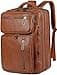 Bolsa de Trabajo Convertible de Cuero Faux Maletín Híbrido para Laptop 15.6 Pulgadas Portátil Mochila de Viaje Senderismo Colegio para Hombres BC-04, marrón, L - 1
