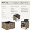 tectake® Conjunto Jardín Exterior de Ratán y Acero, Compacto y Agrupable en Cubo, Muebles Jardín Exterior Resistente a la Intemperie, para 4-8 Personas, Fundas Extraíbles y Funda Protectora - Natural - 7