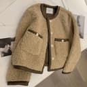 Generisch Giacca da donna in lana d'agnello, taglie forti, dal design classico, per taglie forti, caffè, L - 3