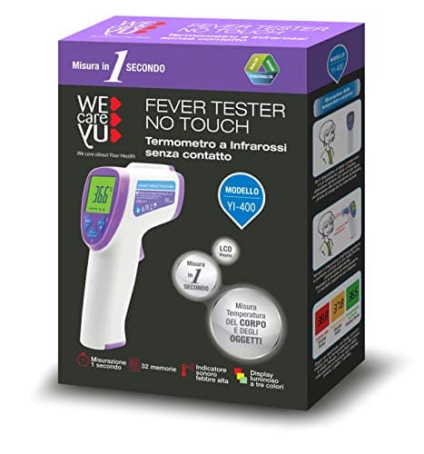 WECAREYU Fever-Scan No Touch, Termometro Infrarossi Digitale per Adulti e Bambini, Display Luminoso e Manico Ergonomico, Dispositivo Medico Classe IIA