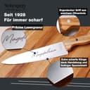 LOOXIS Personalisiertes Kochmesser mit Namen graviert – Made in Germany, Olivenholz-Griff, 20 cm Klinge, rostfrei, Spezialstahl – extra scharfes Schneidemesser, Küchenmesser, Chefmesser - 3