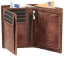Fa.Volmer ® Ledergeldbörse aus echtem Büffelleder I Großes Portemonnaie für Herren & Damen I TÜV geprüftem RFID Schutz in Farbe Braun (Antique Brown) - 1