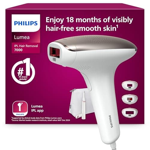 Philips Lumea 7000 Series, IPL Hair Removal Device, Laser Hair Removal Alternative, with Satin Compact Pen Trimmer, 3 Attachments for Body, Face and Bikini, Model BRI923/00
