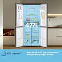 Fridgemaster MQ79394ES Freestanding American 4 Door Fridge Freezer 427L, Total No Frost, Inverter compressor, Silver, 64.3D x 79.4W x 181.6H cm, E Rated - 6