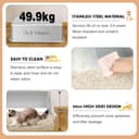 Vivifying Katzenklo Edelstahl mit Deckel, XL Leicht zu Reinigen und Geruchsresistent Katzentoilette Edelstahl, Rostfreier Stahl Katzenklo mit Pedals, Schaufel und Matte (Beige) - 4