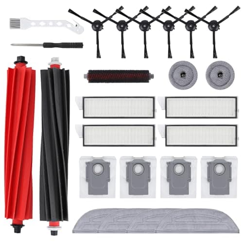 Feilifan 24 PCS Accessories Kit for Roborock S8 MaxV Ultra/ S8 Max Ultra Robot Vacuum Cleaner, Replacement Parts Main Brush, Side Brush, Washable Filter, Mop Cloths, Dust Bags