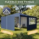Aoxun Pop Up Gazebo with Sides 3m x 3m, Metal Frame Shelter Tent for Outdoor Garden Party, with Mesh Windows & Carry Bag,Blue - 5