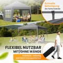 NATURIZ® Pavillon 3x3 Wasserdicht Stabil Winterfest und UV 50+ Schutz - Faltpavillon mit Seitenwänden - Pop Up Zelt für Garten, Camping, Märkte - Gartenpavillon (Grau, 3x3m) - 3