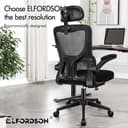 ELFORDSON Ergonomic Office Chair with Adjustable Headrest, High Back Desk Chairs for Home Office, 360° Swivel Mesh Computer Chair with Flip-up Armrests and Lumbar Support, 120° Rocking, Black - 9