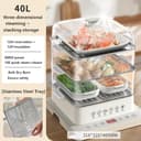 forplubossmmp Vaporera Multieléctrica, Vaporera Desmontable De 3 Niveles+Plegable De 800w+Reserva De 12h+Quemaduras Anti-Secas, Calentador Eléctrico De Alimentos Calientes (500* Papel para Hornear) - 2