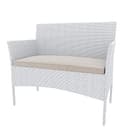 Arreditaly Set Di Mobili da Giardino Salotto Salottino in Rattan 4 Posti con Tavolino E Ripiano In Vetro 2 Poltrone e Divano 2 Posti Per Giardino Esterno Piscina Cuscini Sfoderabili (Bianco) - 8