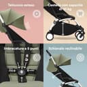 Passeggino Stokke YOYO3 da 6 mesi - Include telaio bianco/cuscino seduta Olive + Capottina - Si ripiega e si apre in un lampo - Leggero e compatto - Compatibile con il bagaglio a mano - 6