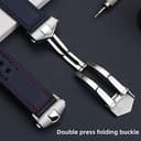 FOUUA 22mm Leder-Uhrenarmband für TAG Heuer Monaco, Carrera, Aquarace - Echtleder blau-schwarz - 5