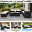 Yaheetech 5 Pieces Patio Furniture Set, PE Rattan Garden Modular Lounge Sofa Set with Tempered Glass Table and Water-Resistant Cushions for Patio, Balcony (Black/Beige) - 8