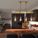 GBLY Lampada da tavolo da pranzo vintage in legno da 80cm, 4 x E27 max. 25watt Lampada a sospensione industriale regolabile in altezza per sala da pranzo cucina bar ristorante - 4