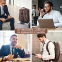 STILORD Harlow Mochila de Cuero XL para Hombres | Gran Mochila Piel de Negocios para Portátil de 15-17 Pulgadas | Sistema de Enganche al Carrito | Cuero Auténtico Color:Zamora - marrón - 3