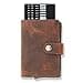 Solo Pelle Leather Q-Wallet with Integrated Card Holder for 15 Cards and Suitable for Banknotes - Credit Card Holder with RFID Leather, Vintage brown + change compartment - 1