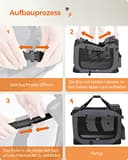 Feandrea Hundebox faltbar, Transportbox Hund, XL, Hundetasche, Oxford-Gewebe, Netzstoff, atmungsaktiv tragbar transportabel, Metallrahmen, mit Griffen, Taschen, 81 x 58 x 58 cm, grau PDC008G01 - 8