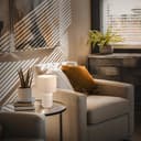 BRILONER - Tischlampe mit Stoffschirm, Kabelschalter, Keramikfuß, Lampe, Nachttischlampe, Tischleuchte, Dekolampe Flur, Bürolampe, Leselampe, Wohnzimmer, Schlafzimmer, 22x37,5 cm (DxH), Weiß - 4