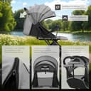 tectake® Passeggino Pieghevole, Passeggino Leggero con Cintura a 5 Punti Regolabile, Freno a Pedale, Tettuccio Pieghevole con Finestra, Protezione Raggi UV, Passeggino Bambini da 0 a 3 Anni - Grigio - 4