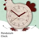 DEKORI Orologio da Parete con Pendolo – Design Gallinella in Legno, Silenzioso e Artigianale, per Cucina Rustica o Casa, 27x32 cm - 2